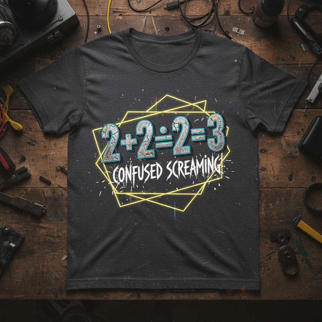 2+2=2=3 Confused Screaming Graphic T-Shirt, Funny Math Tee Gift Idea