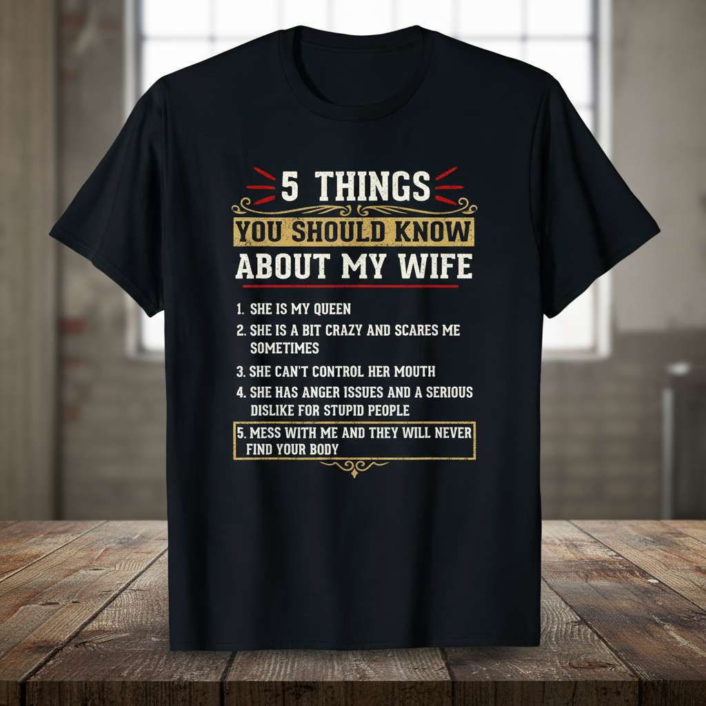 5 Things You Should Know About My Wife Distressed T-Shirt Funny Tee Idea