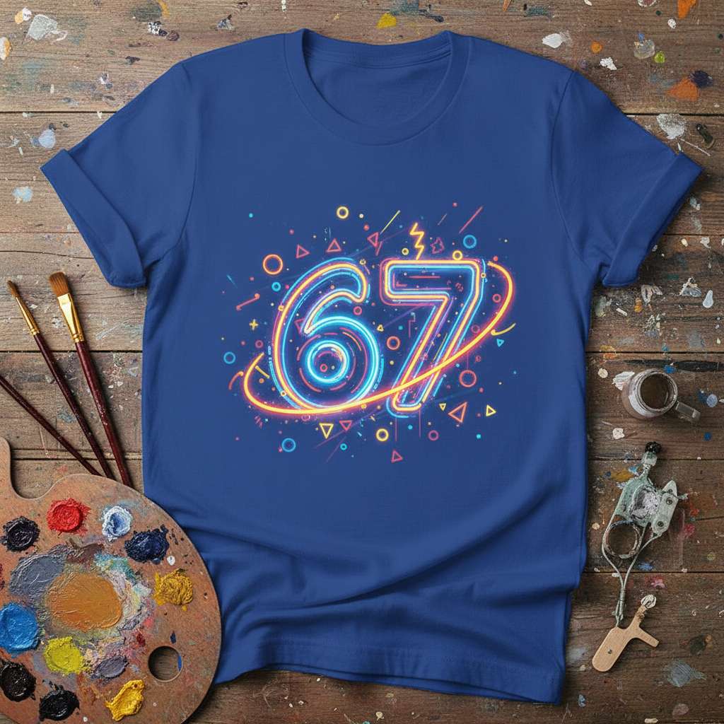 67 Neon Graphic T-Shirt, Retro Birthday Tee Gift Idea