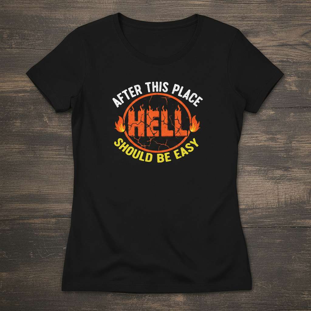 After This Place Hell Should Be Easy Distressed T-Shirt, Funny Tee Merch