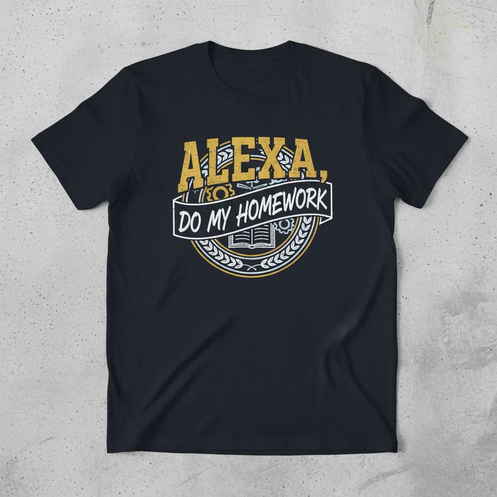 Alexa, Do My Homework Distressed T-Shirt, Funny Student Novelty Tee Idea
