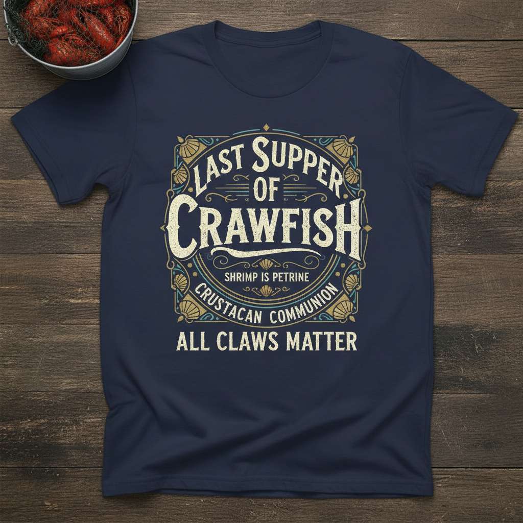 All Claws Matter Last Supper of Crawfish Graphic T-Shirt, Crustacean Communion Tee Idea
