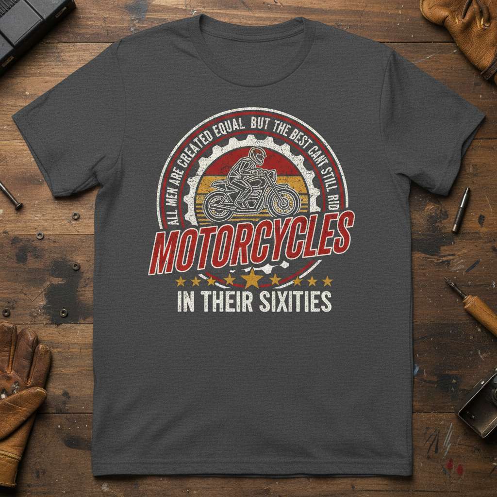 All Men Are Created Equal But The Best Cant Still Ride Motorcycles In Their Sixties Graphic T-Shirt, Motorcycle Lover Tee Gift Idea