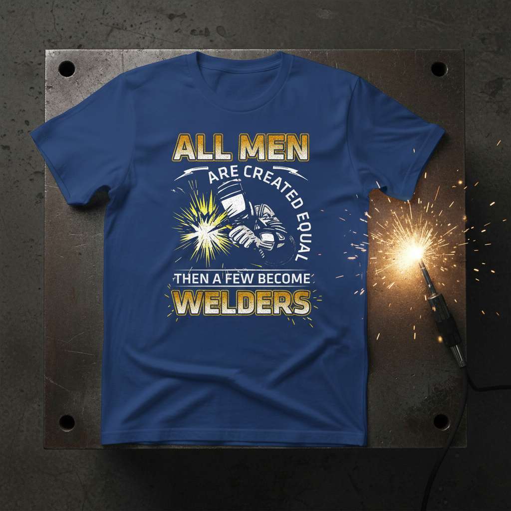 All Men Are Created Equal Then A Few Become Welders Graphic T-Shirt, Funny Welder Tee Gift