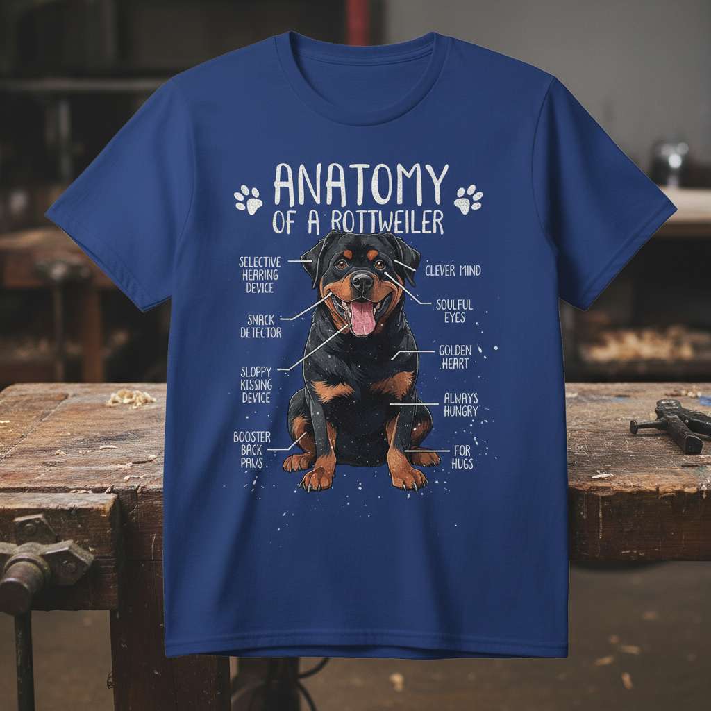 Anatomy Of A Rottweiler Graphic T-Shirt, Funny Dog Tee Gift Idea