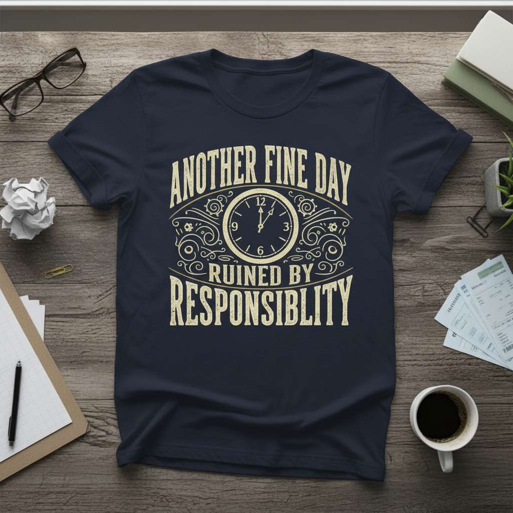Another Fine Day Ruined By Responsibilty T-Shirt, Funny Adult Tee Gift