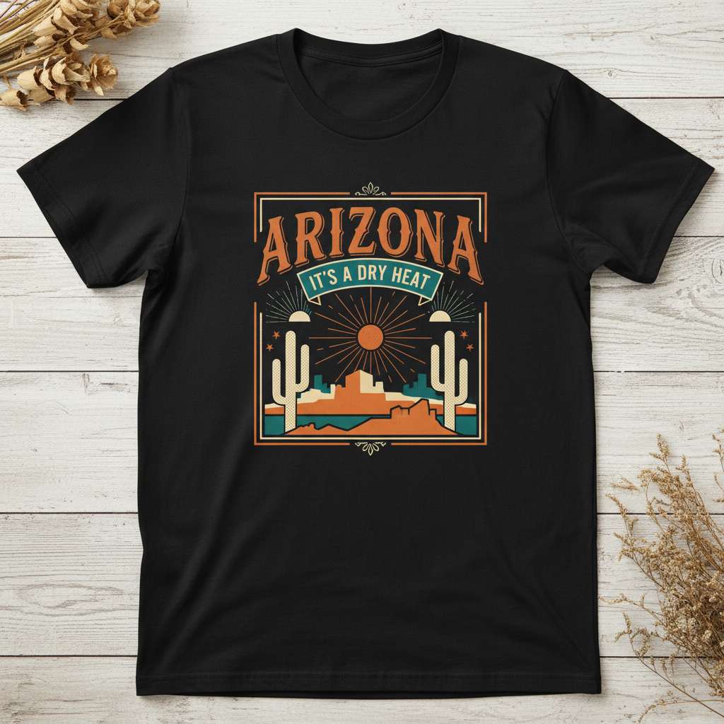 Arizona Its A Dry Heat Retro T-Shirt, Graphic Arizona Tee Souvenir