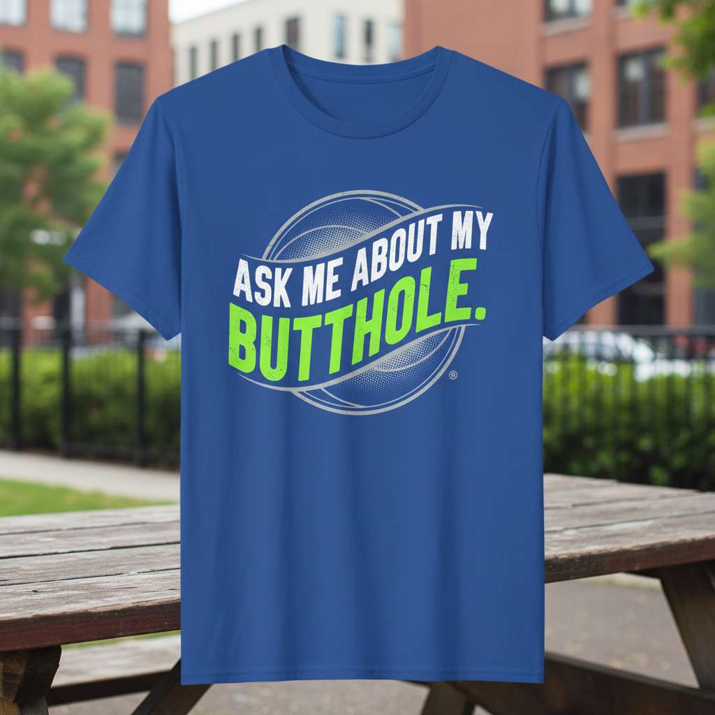 Ask Me About My Butthole Funny Graphic T-Shirt, Novelty Tee Gift Idea