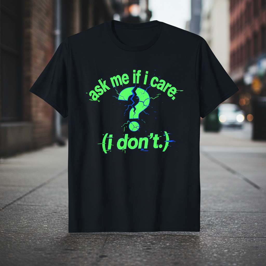 Ask Me If I Care (I Dont) Funny Graphic T-Shirt, Novelty Tee Gift Idea