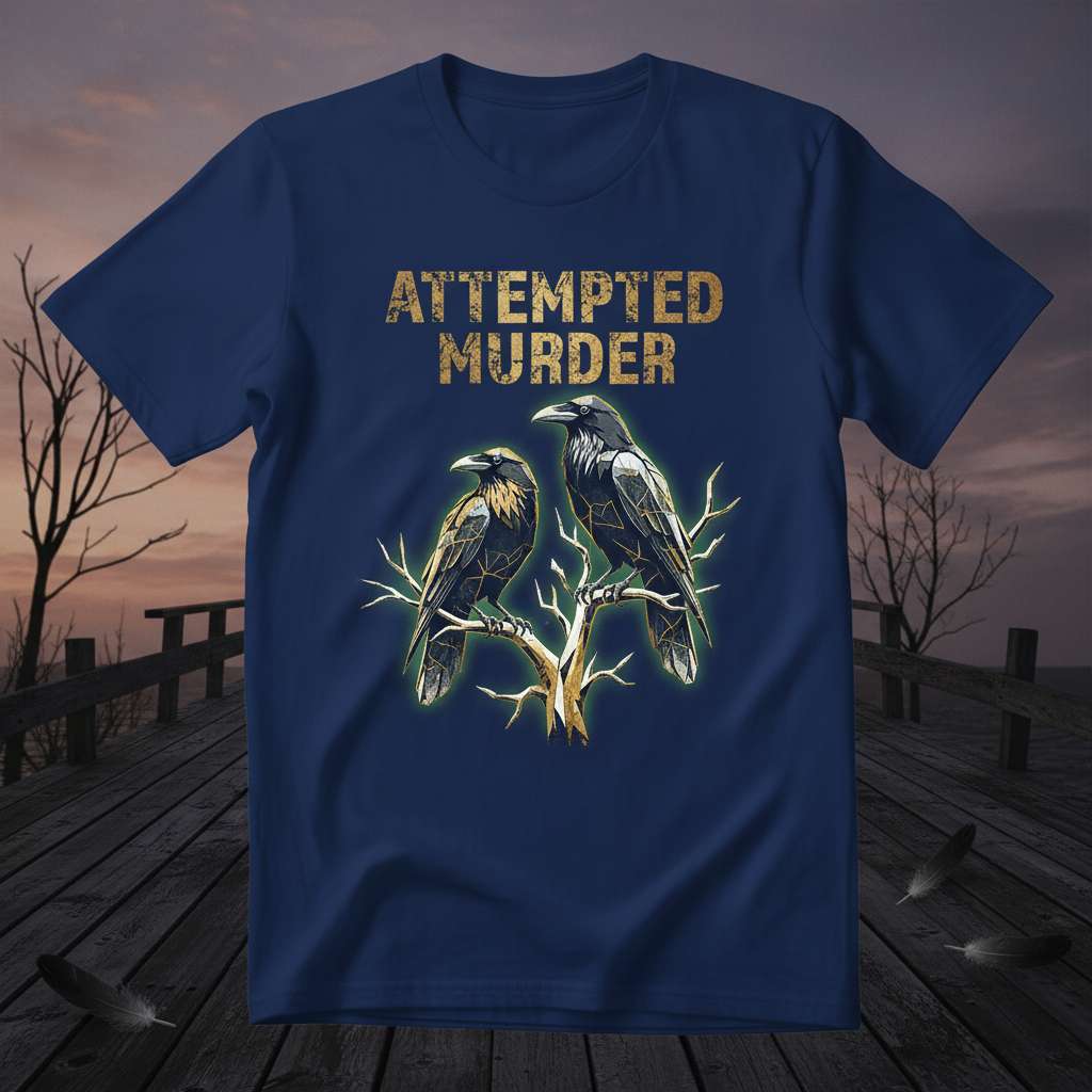 Attempted Murder T-Shirt, Graphic Raven Tee Gift Idea