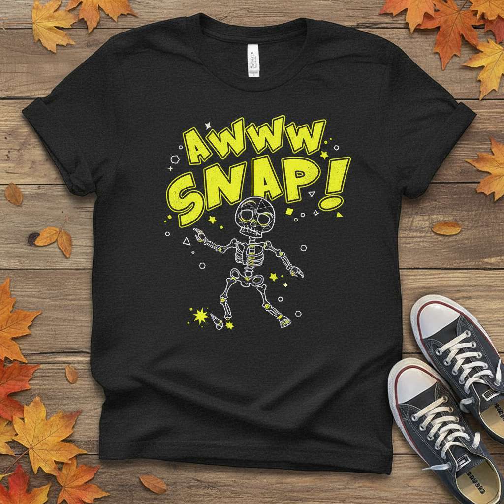 Awww Snap Skeleton Graphic T-Shirt, Funny Halloween Tee Gift Idea