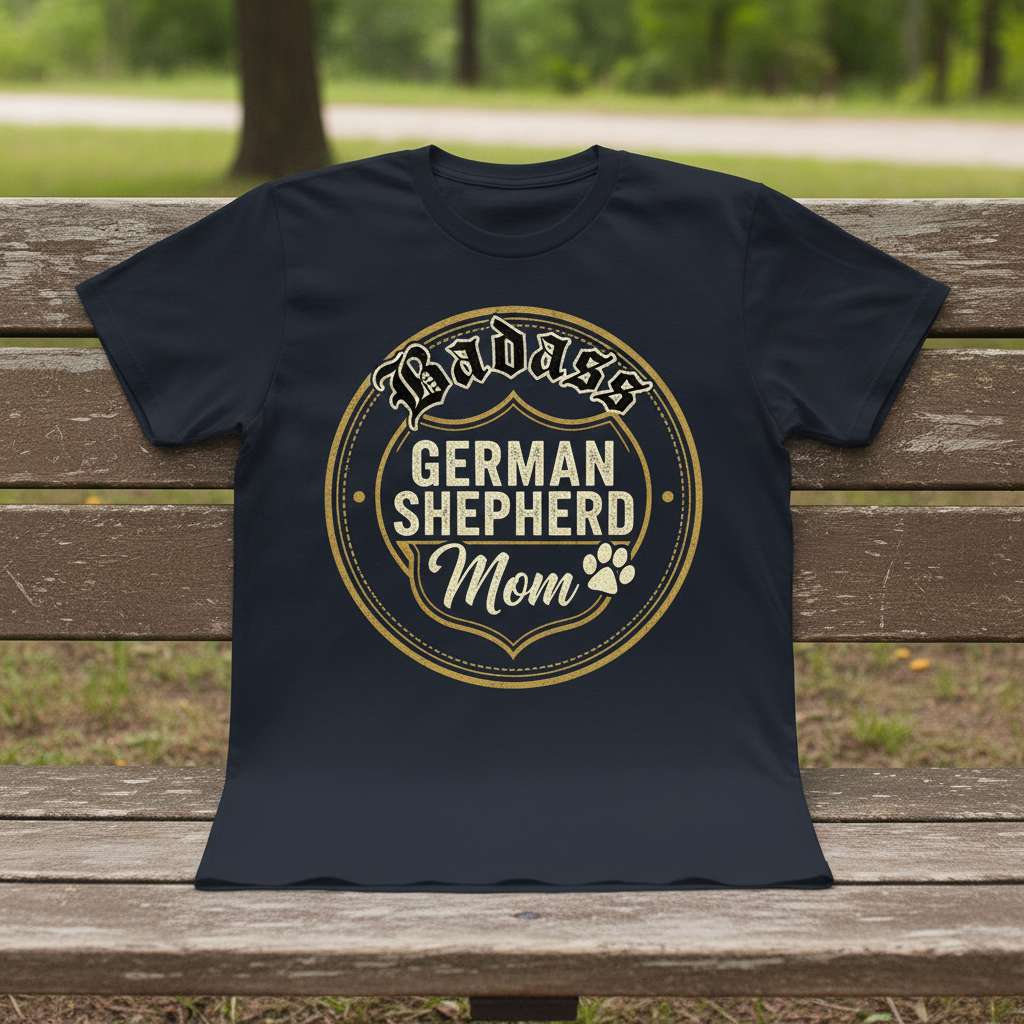 Badass German Shepherd Mom Graphic T-Shirt, Dog Lover Funny Tee Gift Idea