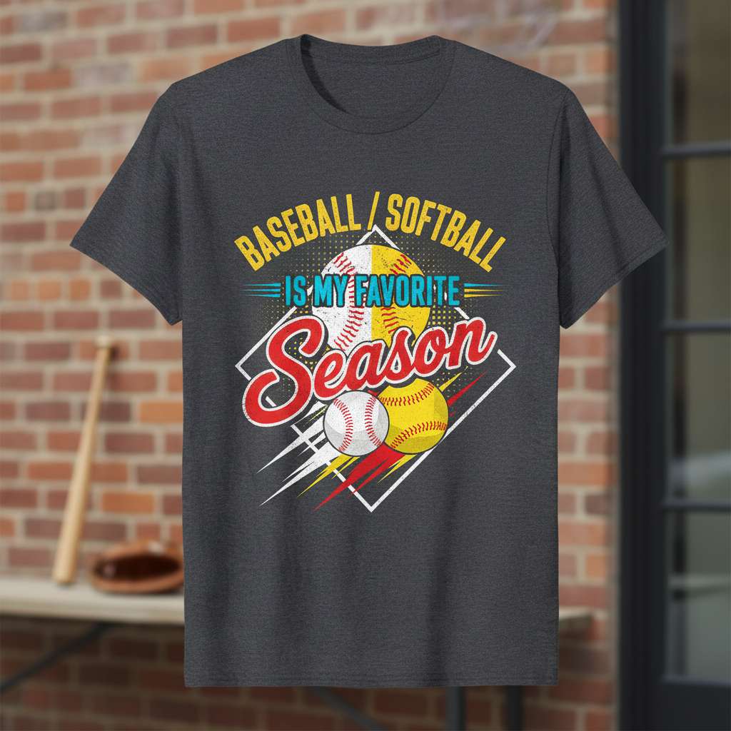 Baseball Softball Is My Favorite Season T-Shirt, Graphic Baseball Tee Idea