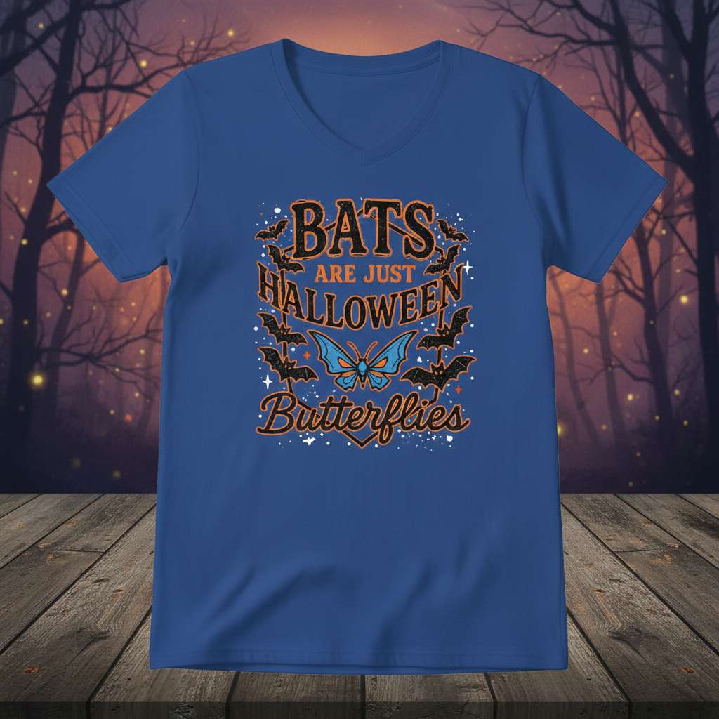 BATS ARE JUST HALLOWEEN BUTTERFLIES Graphic T-Shirt, Cute Halloween Tee Gift Idea