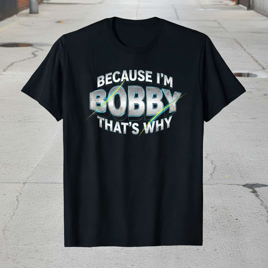 Because Im Bobby Thats Why T-Shirt, Funny Name Tee Gift Idea