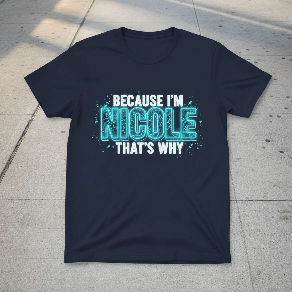Because Im Nicole Thats Why T-Shirt, Novelty Birthday Tee Gift Idea