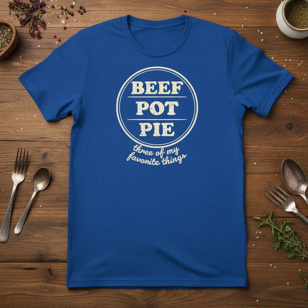 Beef Pot Pie Three Of My Favorite Things Distressed T-Shirt Funny Tee