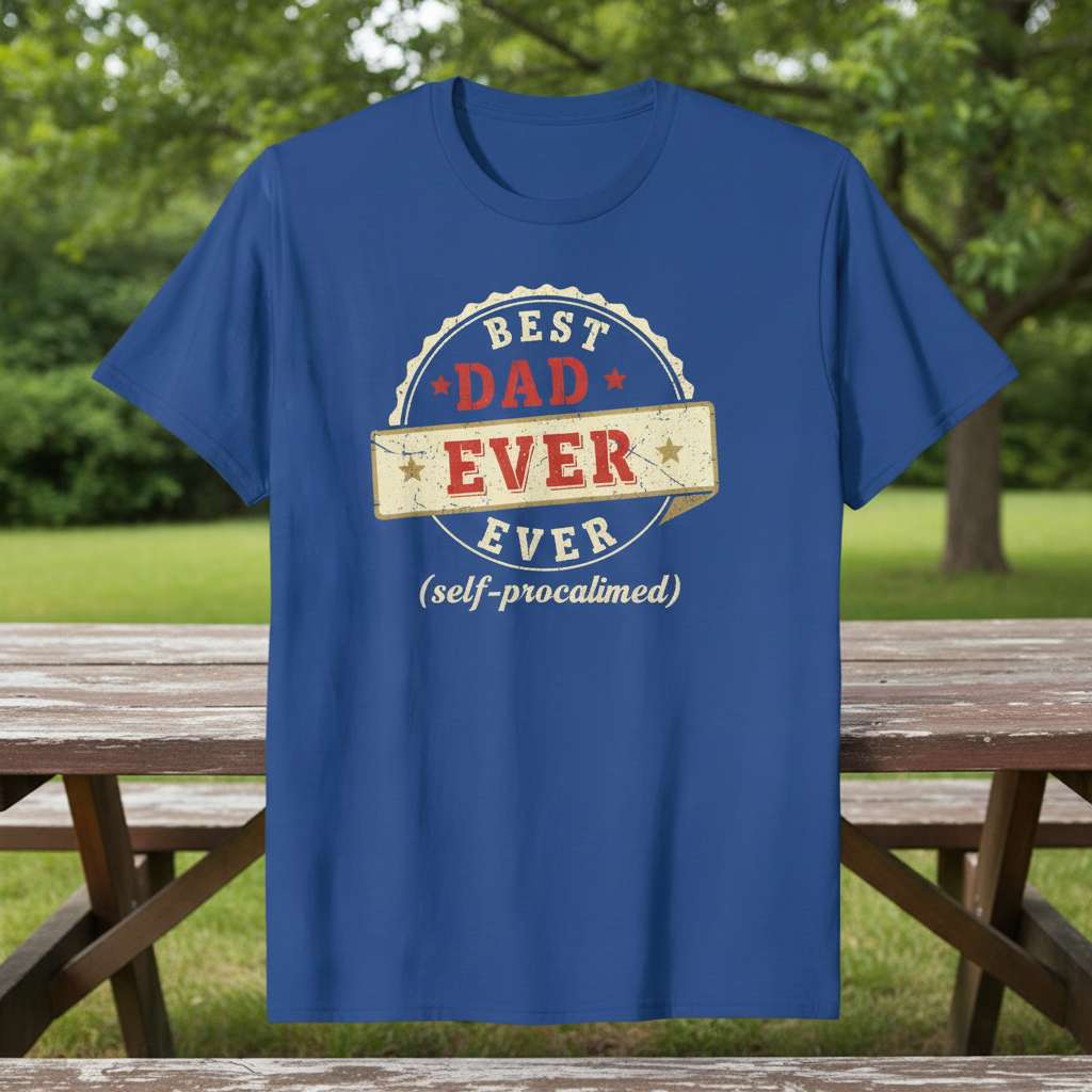 Best Dad Ever Ever (Self-Proclaimed) Graphic T-Shirt, Novelty Tee Gift Idea