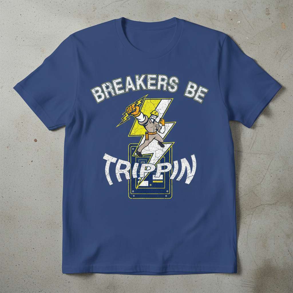 Breakers Be Trippin Graphic T-Shirt, Funny Electrician Tee