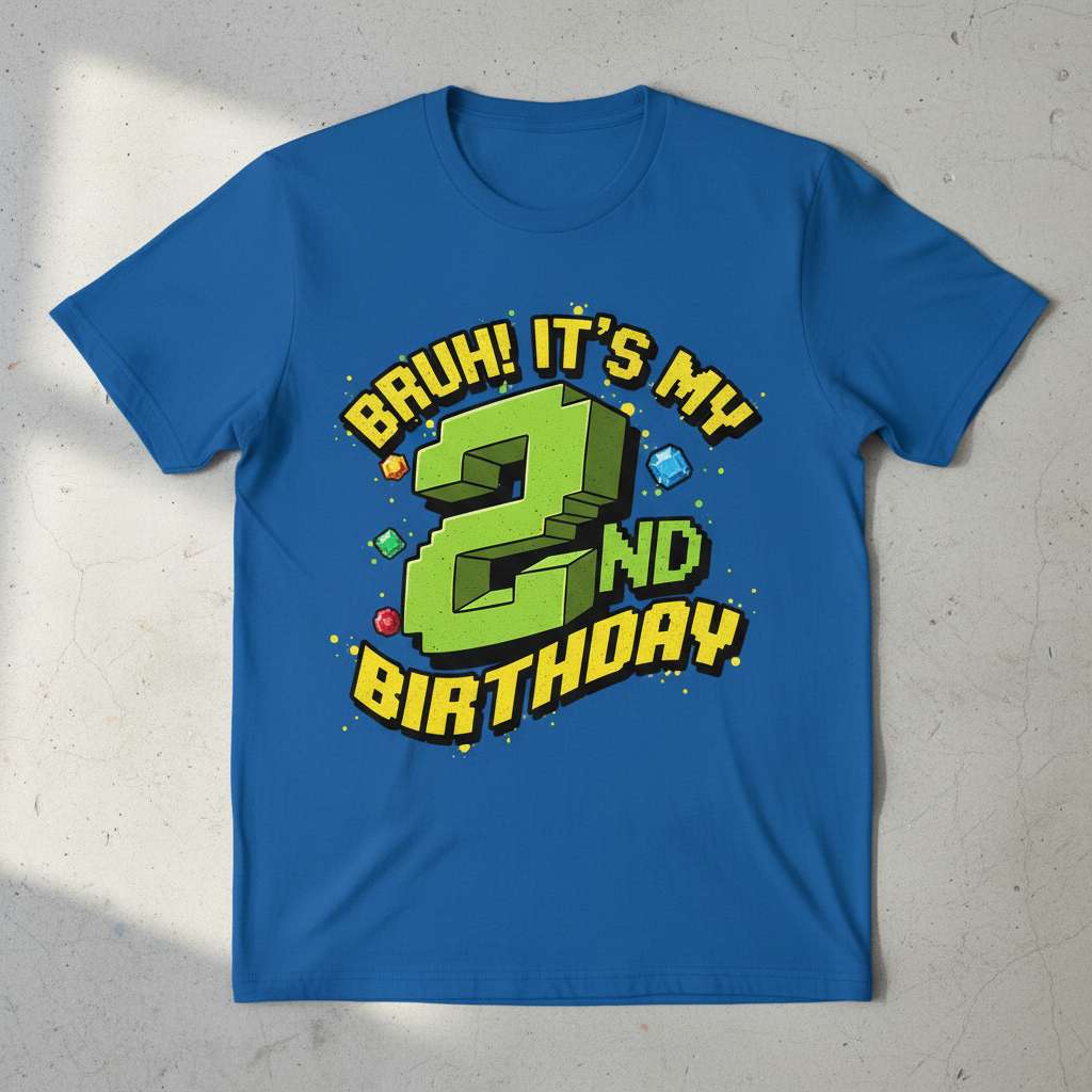 Bruh! Its My 2nd Birthday T-Shirt, Funny Gaming Tee Birthday Idea