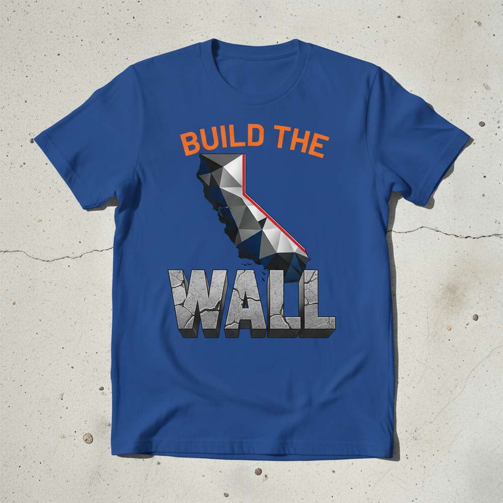 Build The Wall California Graphic T-Shirt, Novelty Tee Idea