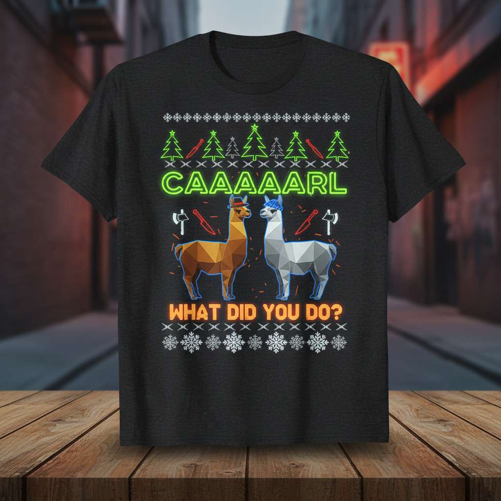 Caaaaaarl What Did You Do Graphic T-Shirt, Funny Llama Tee Gift Idea