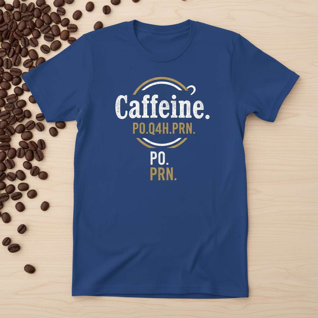Caffeine PO Q4H PRN Medical T-Shirt, Funny Nurse Tee Gift