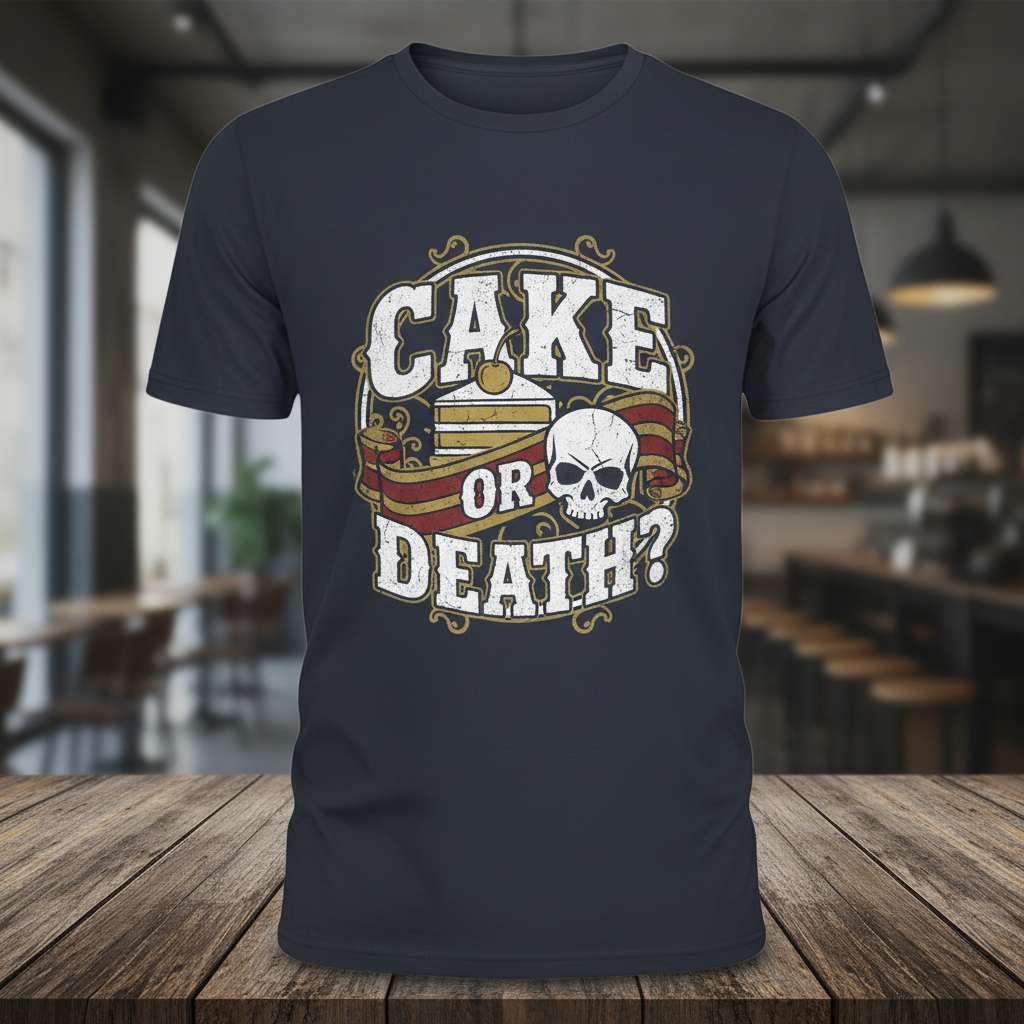 Cake Or Death- T-Shirt, Funny Novelty Tee
