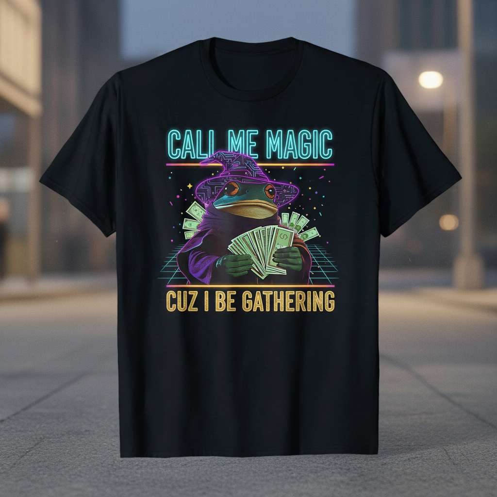 Call Me Magic Cuz I Be Gathering Funny Frog Wizard T-Shirt, Novelty Tee Gift