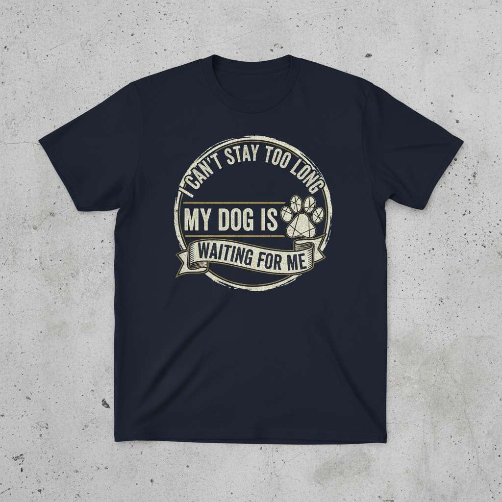 Cant Stay Too Long My Dog Is Waiting For Me T-Shirt, Dog Lover Tee Idea