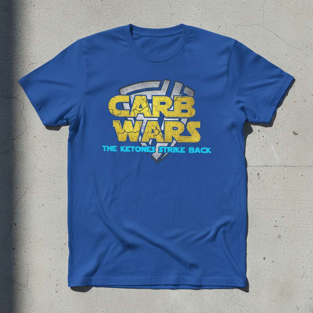 Carb Wars The Ketones Strike Back Distressed T-Shirt, Funny Retro Tee Gift Idea