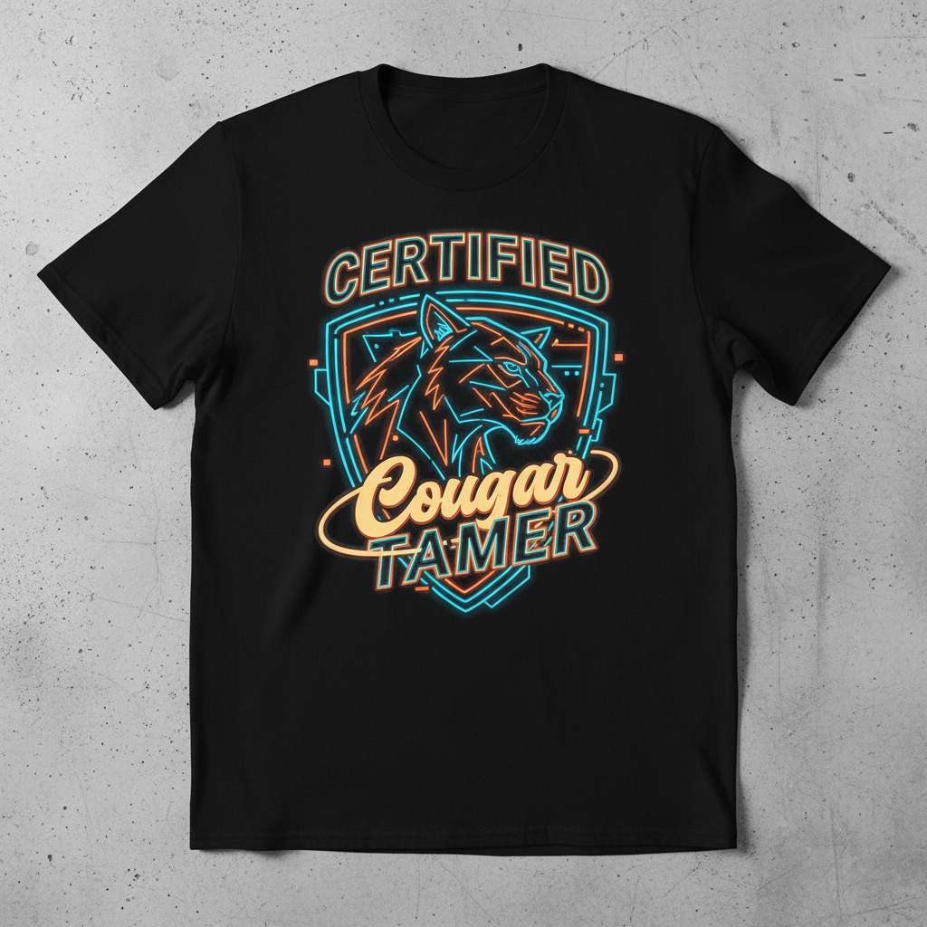 Certified Cougar Tamer Graphic T-Shirt, Funny Tee Gift Idea