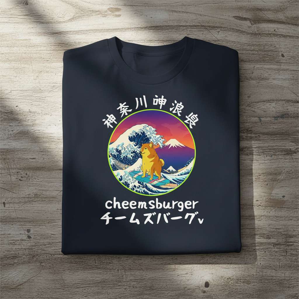 Cheemsburger Japanese Wave Dog T-Shirt, Funny Shiba Inu Tee