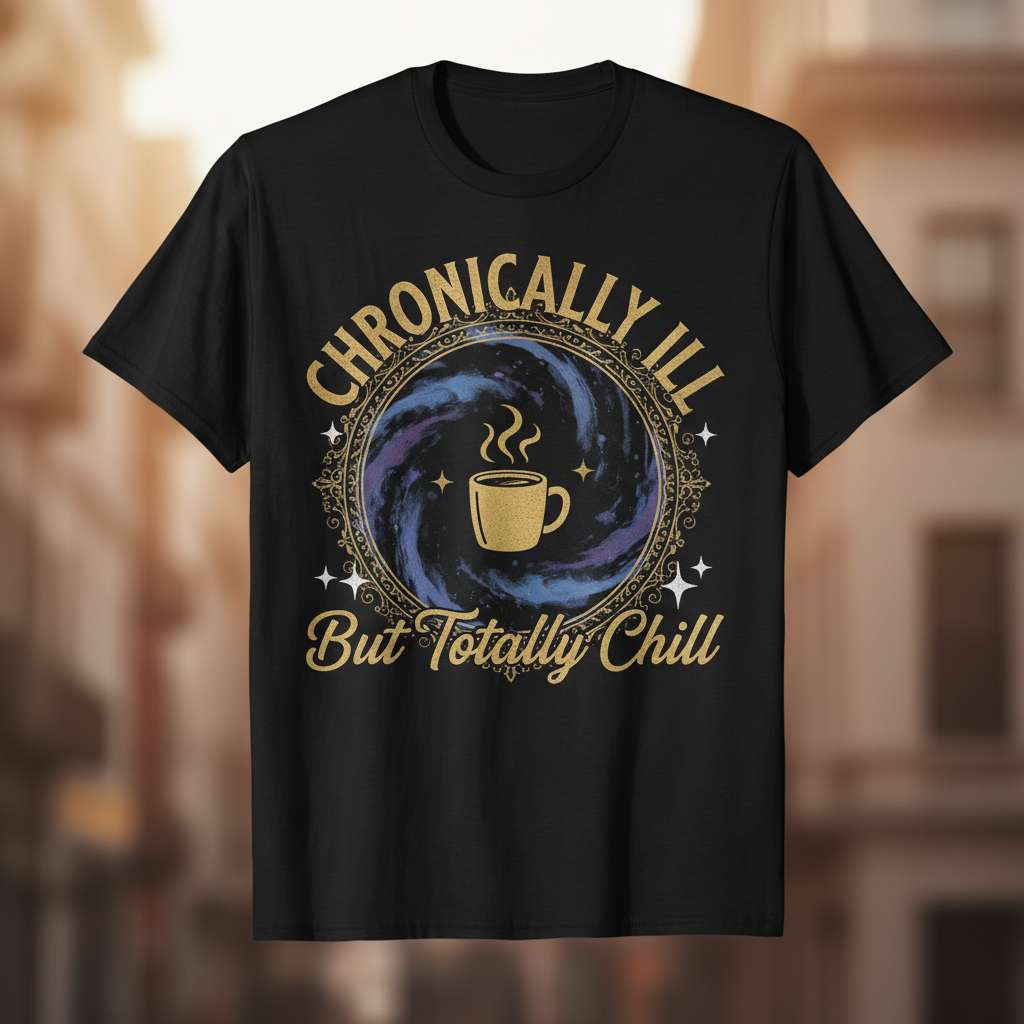 Chronically Ill But Totally Chill Vintage T-Shirt, Funny Graphic Tee Idea