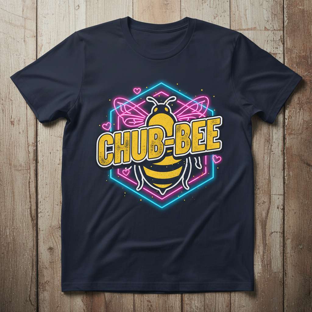 Chub-Bee Retro Distressed T-Shirt, Funny Dad Joke Bee Pun Tee Novelty Gear