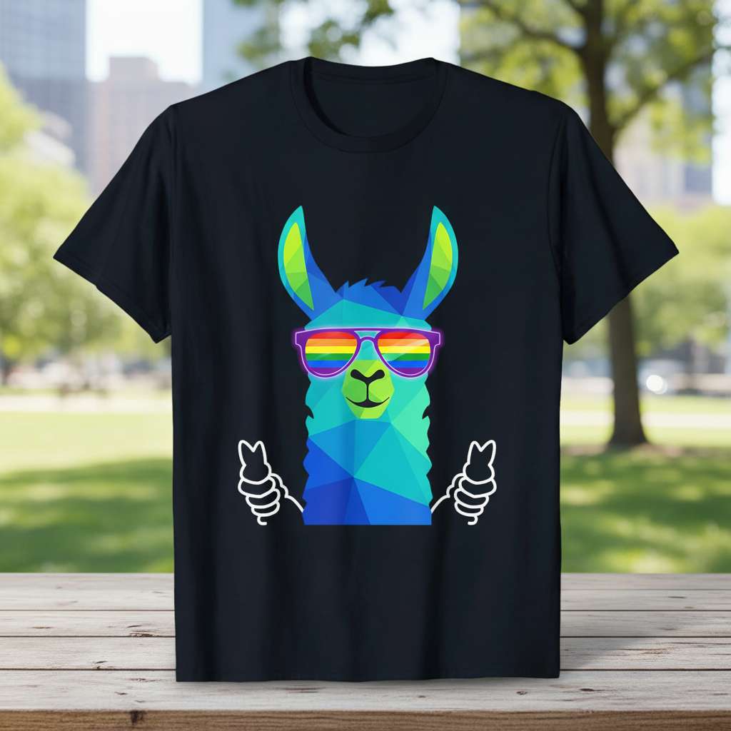 Cool Llama Pride T-Shirt, Rainbow Sunglasses Gay Pride Tee Gift Idea