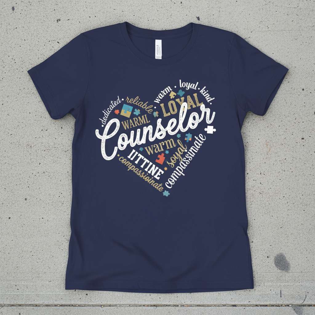 Counselor Heart Graphic T-Shirt, Funny Counselor Tee Gift Idea