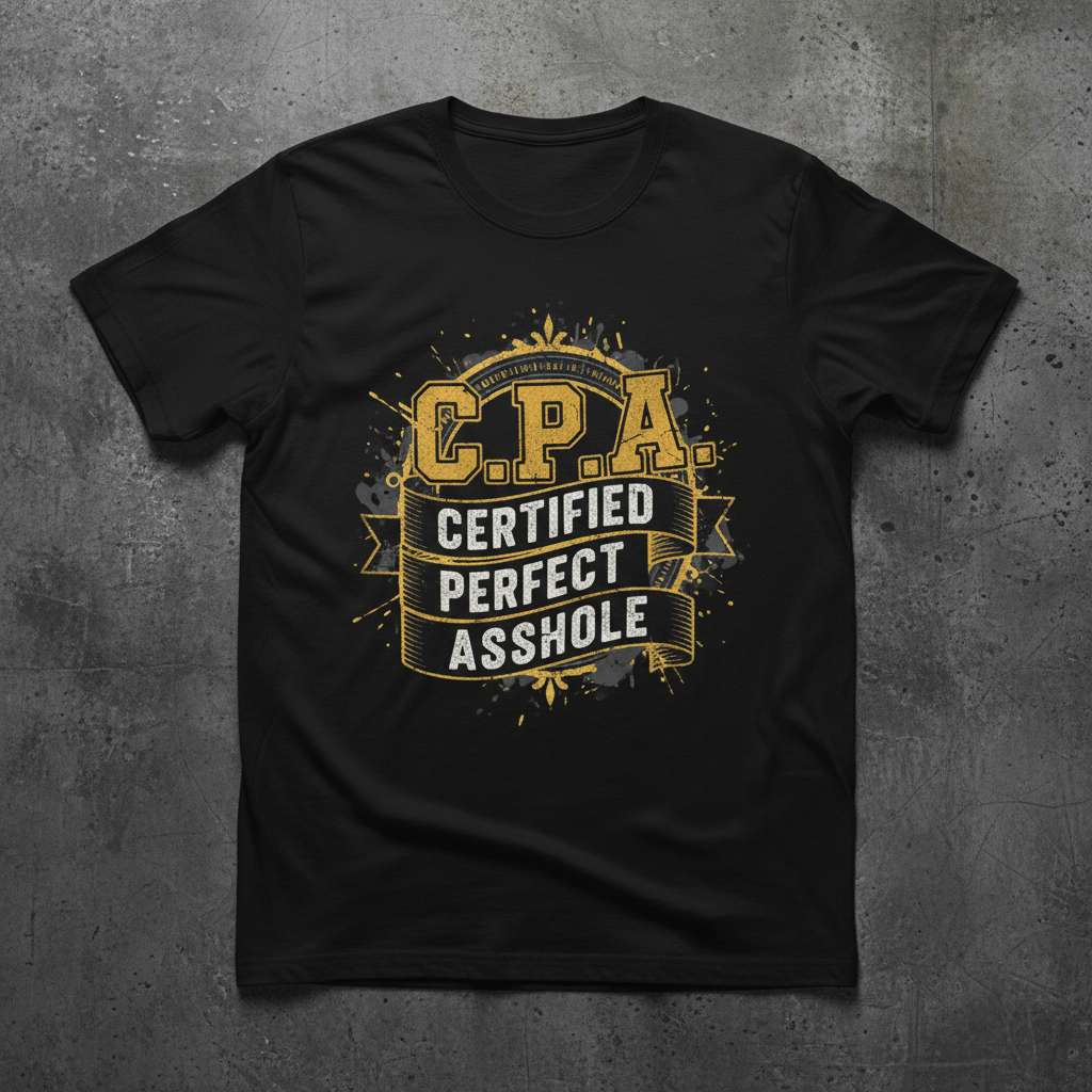 C.P.A. Certified Perfect Asshole Distressed T-Shirt, Funny Graphic Tee Top