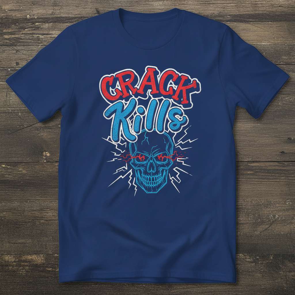 Crack Kills Graphic Skull T-Shirt, Warning Tee Gift Idea