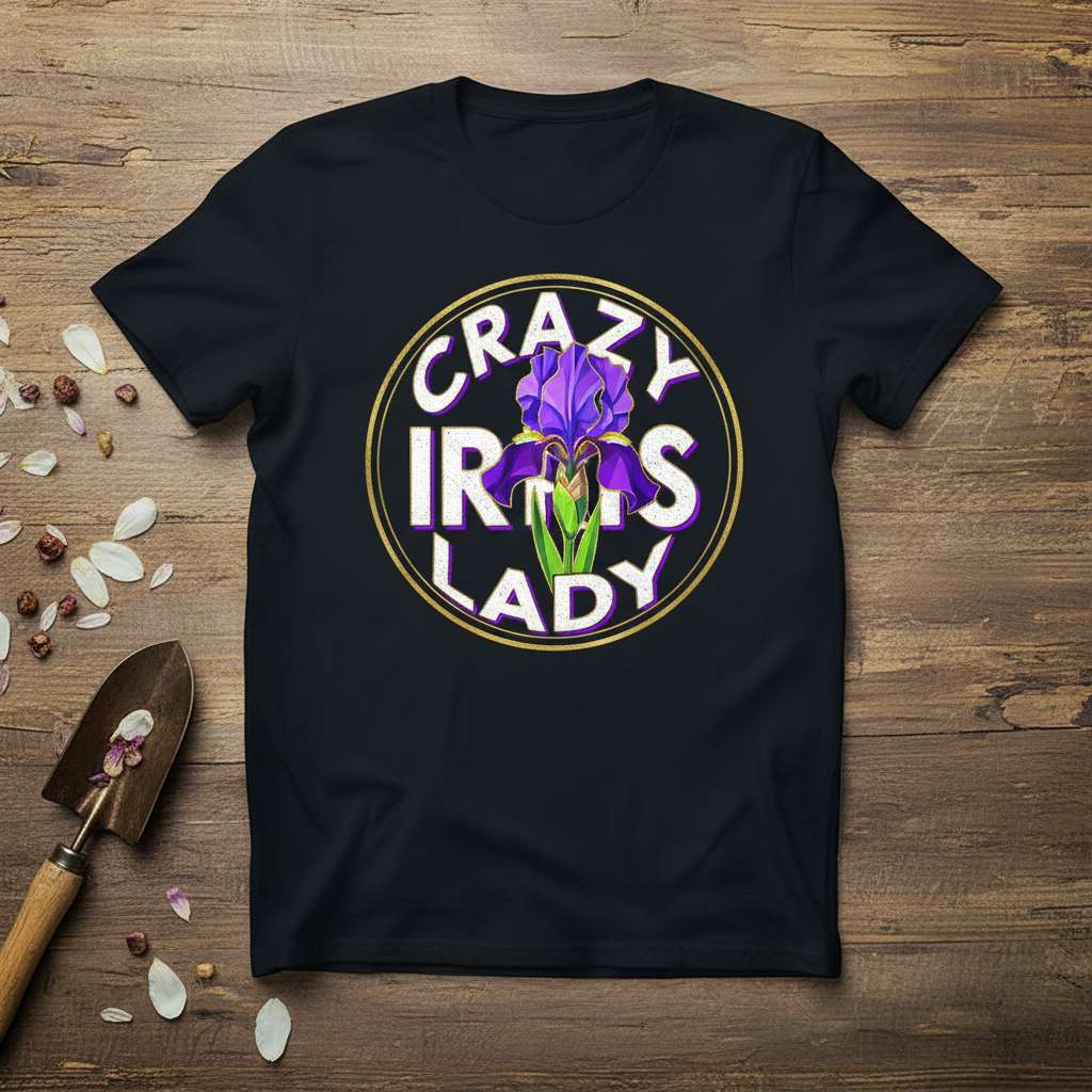 Crazy Iris Lady T-Shirt, Cute Flower Tee Gift Idea