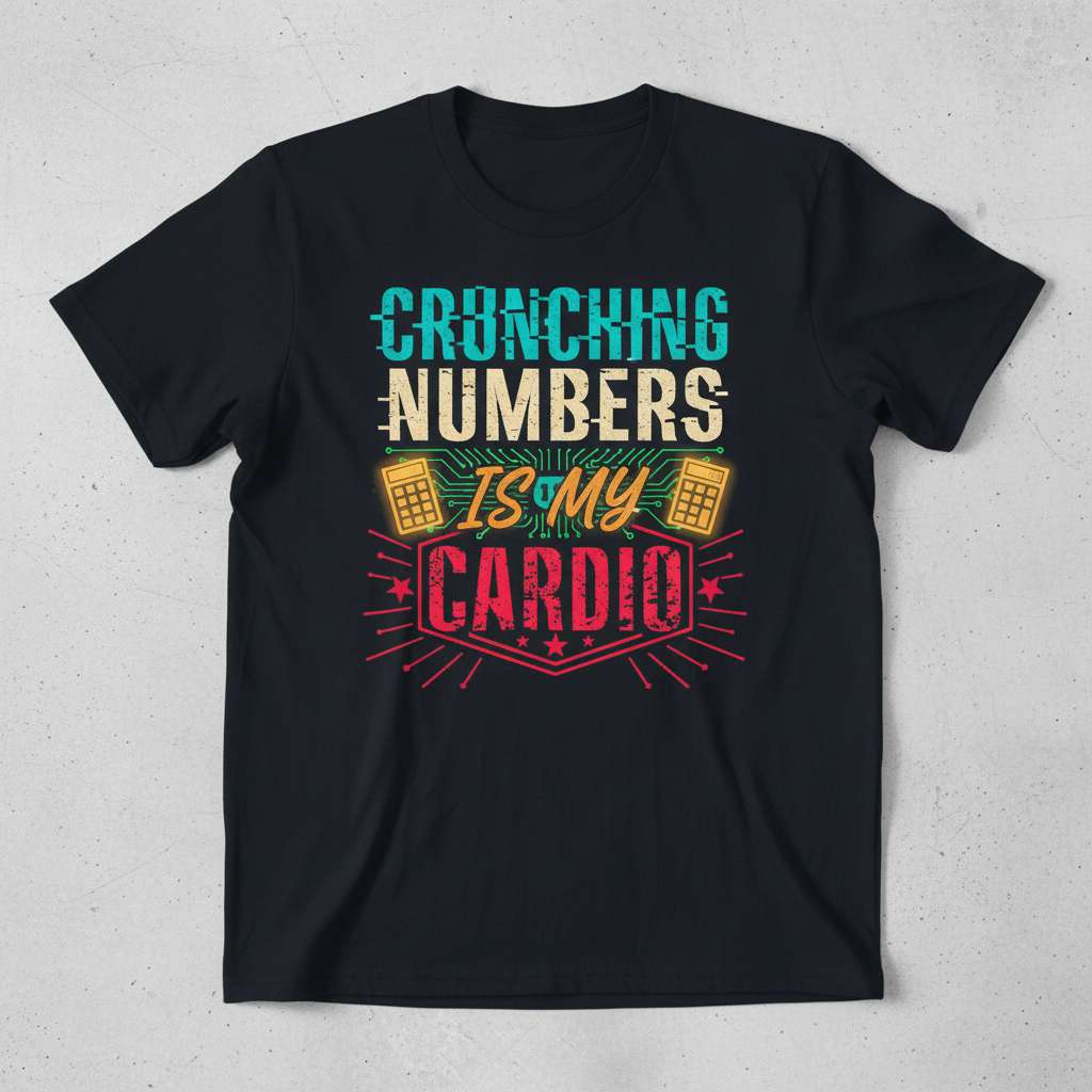 Crunching Numbers Is My Cardio Vintage Accountant T-Shirt, Funny Tee Gift Idea