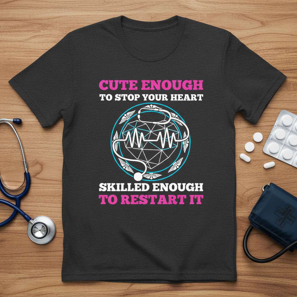 Cute Enough To Stop Your Heart Skilled Enough To Restart It Nurse Graphic T-Shirt, Nursing Tee Gift Idea