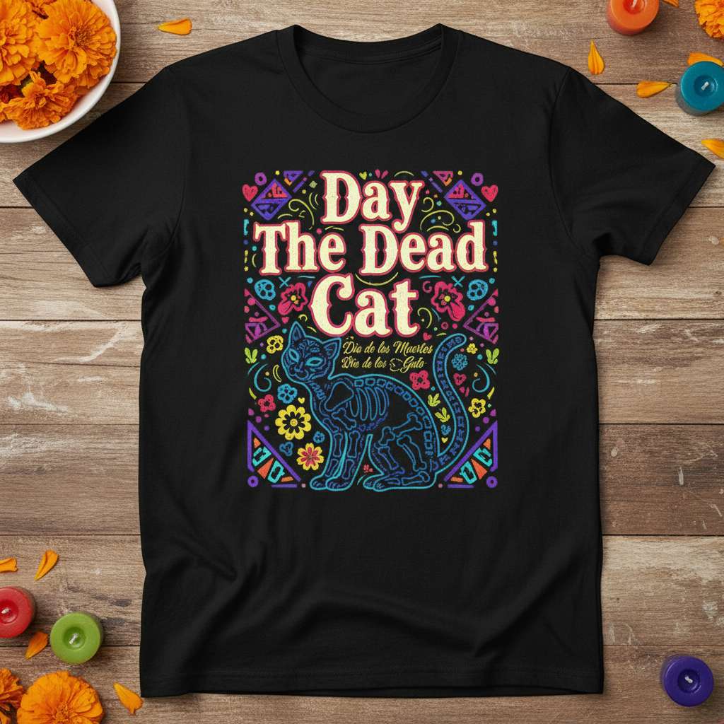Day The Dead Cat, Dia De Los Muertos Día De Los Gato Graphic T-Shirt, Cute Tee Gift Idea