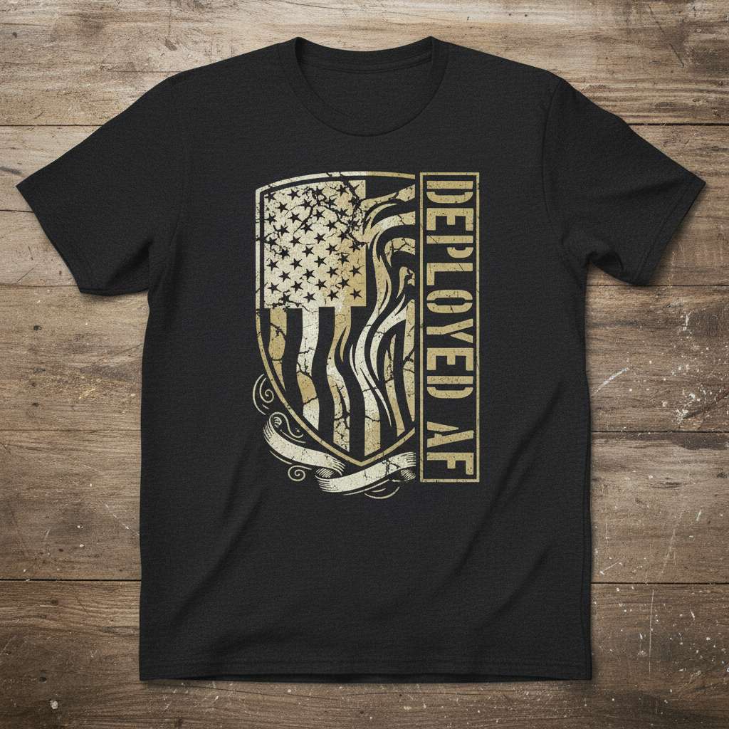 Deployed Af Vintage American Flag T-Shirt, Funny Military Gift Tee