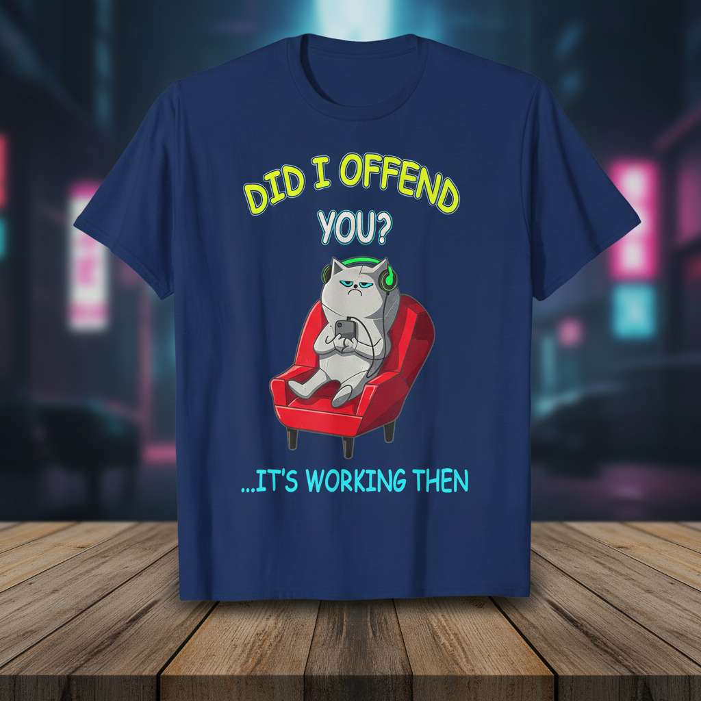 Did I Offend You- Its Working Then Funny Cat T-Shirt, Sarcastic Graphic Tee Gift