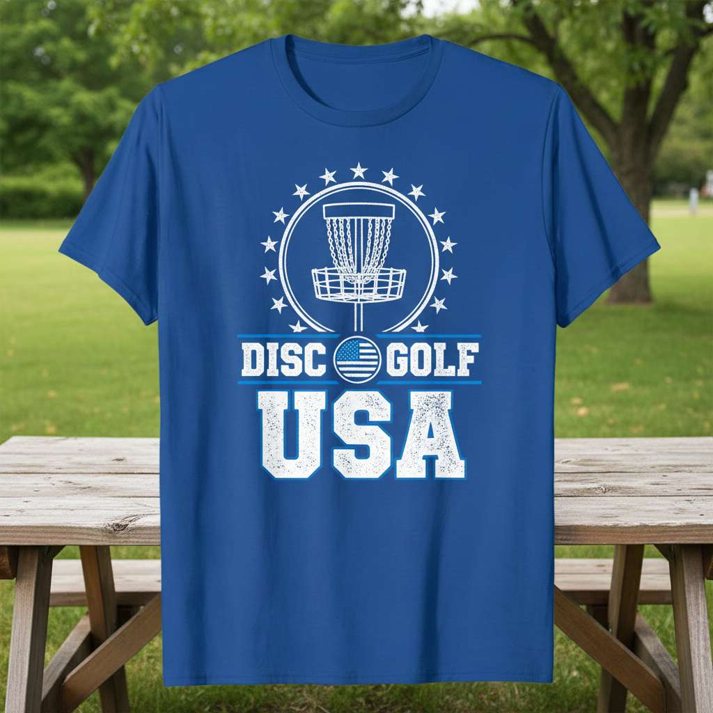 Disc Golf USA Graphic T-Shirt, Funny Patriotic Tee Gift Idea