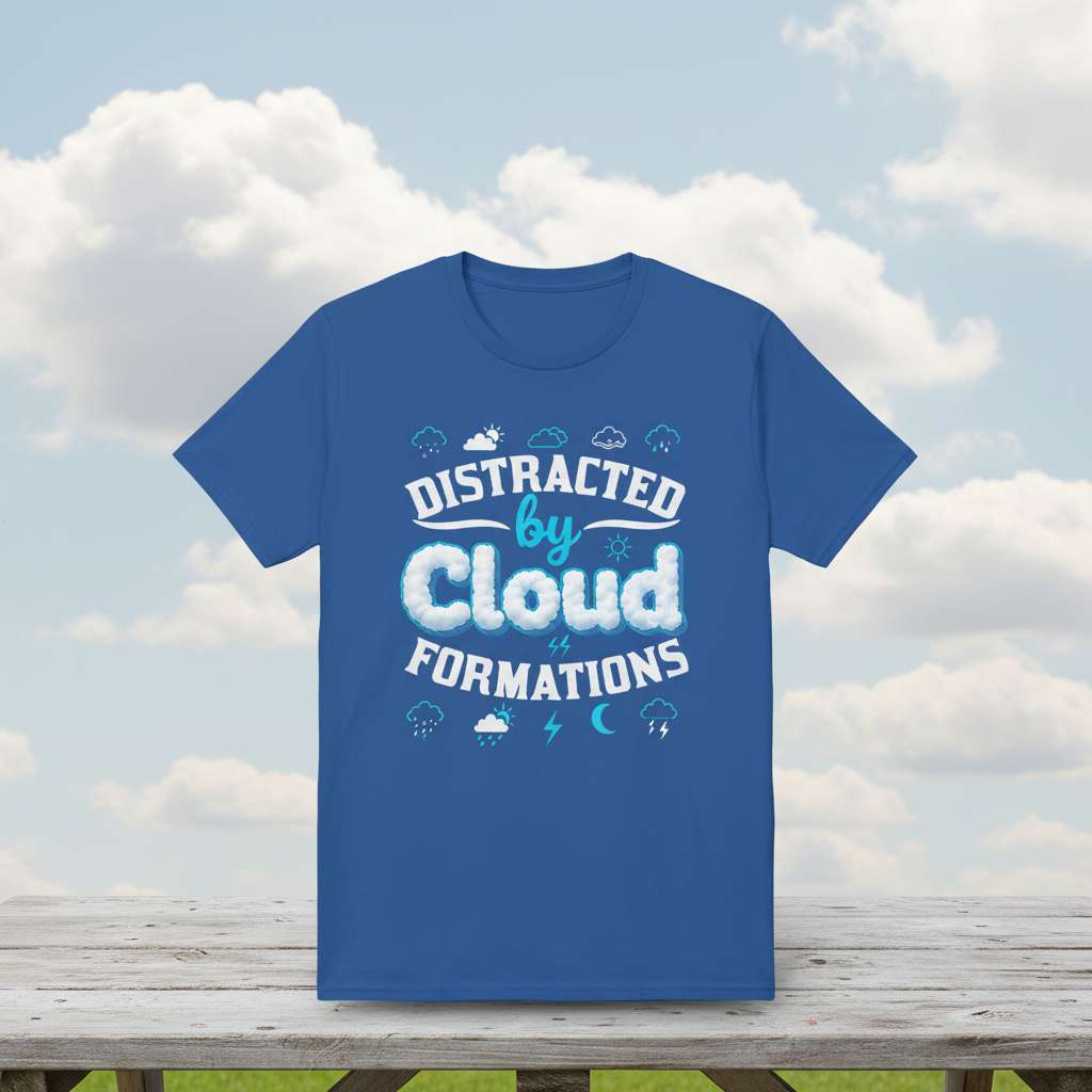 Distracted by Cloud Formations Graphic T-Shirt, Meteorology Lover Tee Gift Idea