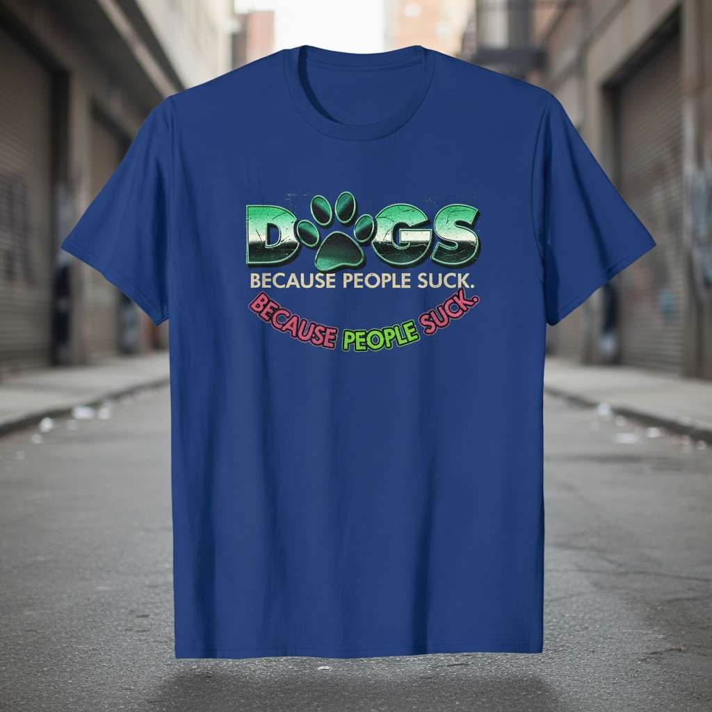 Dogs Because People Suck Graphic T-Shirt, Funny Dog Lover Tee