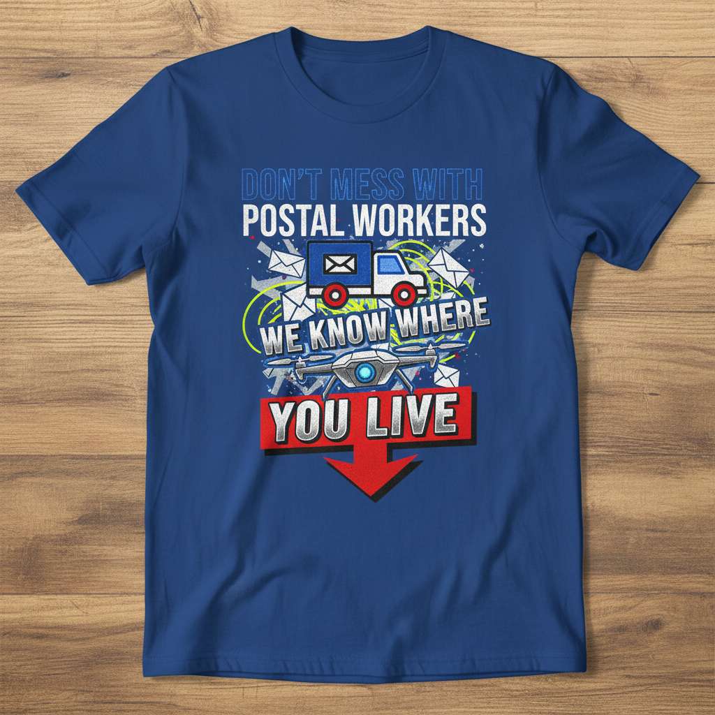 Dont Mess With Postal Workers We Know Where You Live Funny T-Shirt, Mailman Gift Tee