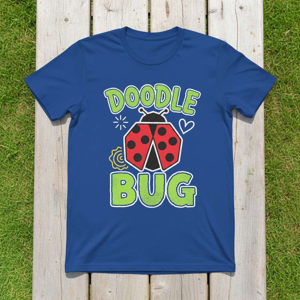 Doodle Bug Cute Ladybug Graphic T-Shirt, Funny Unisex Novelty Tee Gear Idea